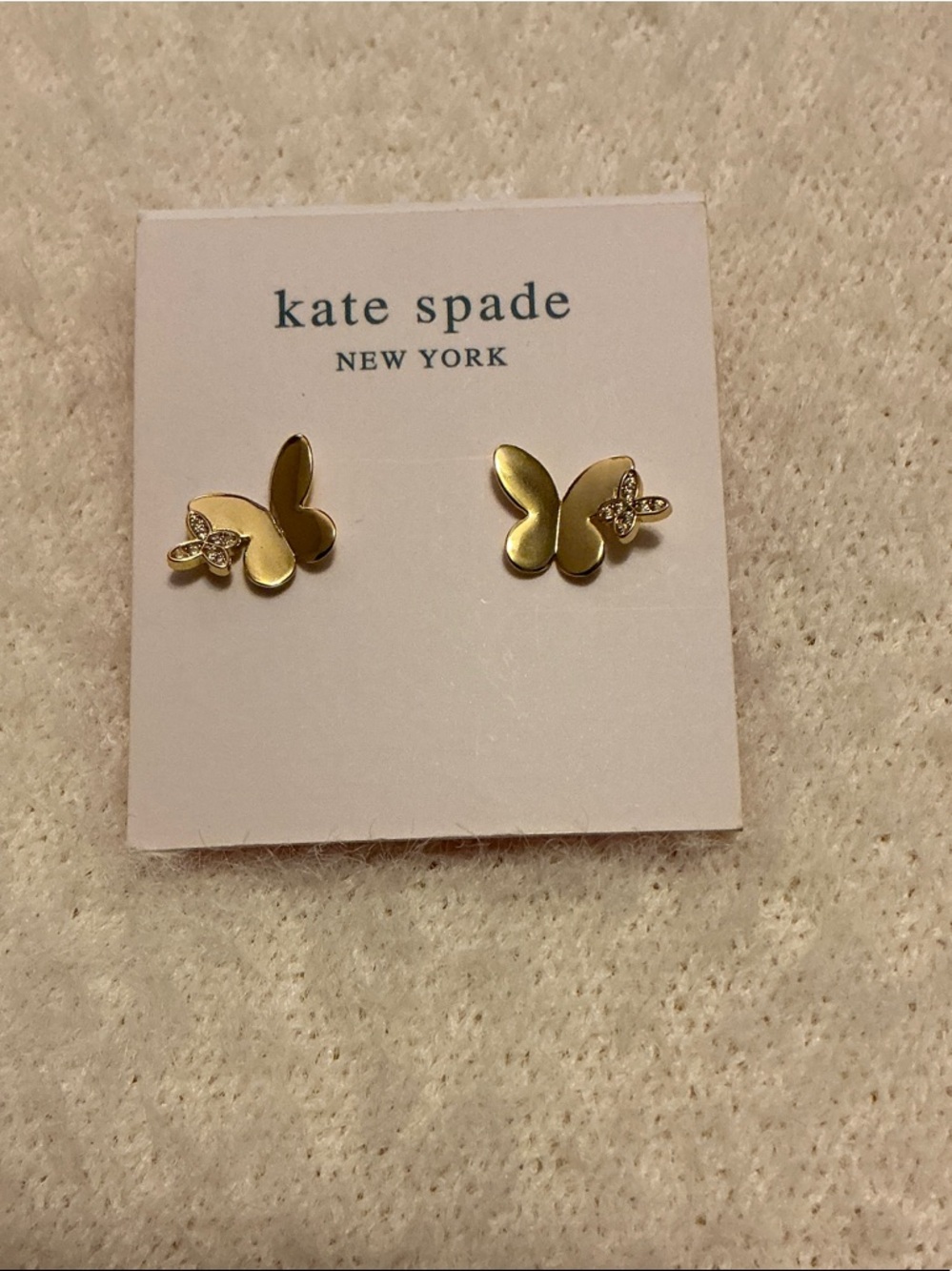 kate spade Gold-tone Butterfly Stud Earrings with Crystal Accent